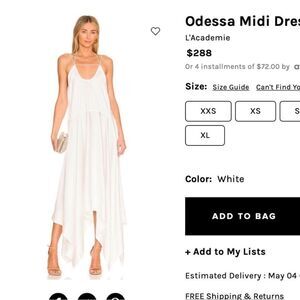 L'Academie White Handkerchief-Hem Midi Dress